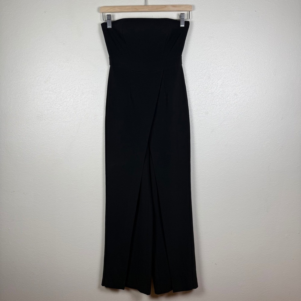 White House Black Market Strapless Wide Leg Jumpsuit Black